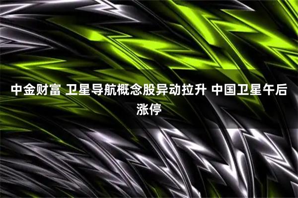 中金财富 卫星导航概念股异动拉升 中国卫星午后涨停